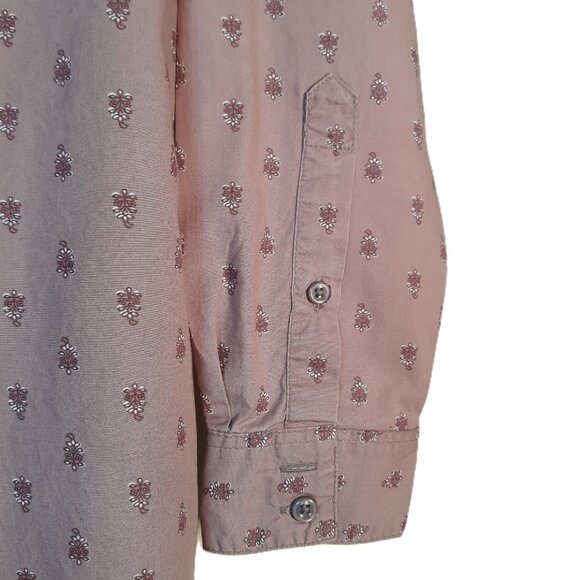 Garnet Hill Pink Floral Pima Cotton Long Sleeves Button Up Top Cottagecore Boho - Picture 3 of 9